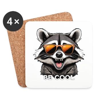 Naughty raccoon with sunglasses - Coasters (set of 4) - white - Front