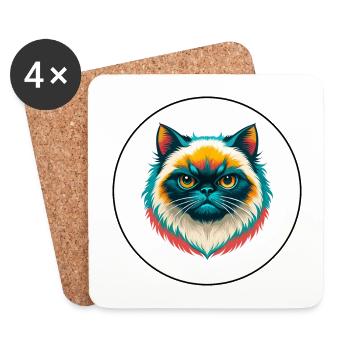 Himalayan Cat Breed Cartoon Kawaii Animal Pet - Coasters (set of 4) - white - Front