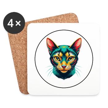 Havana Brown Chat Race Dessin Animé Kawaii Animal Pet - Dessous de verre (lot de 4) - blanc - Devant