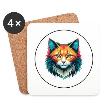 Ingwer Langhaar Katze Rasse Karikatur Kawaii Tier - Untersetzer (4er-Set) - Weiß - Vorne
