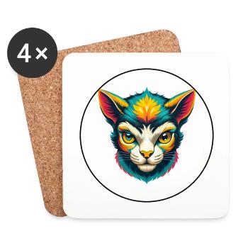 Agneau Chat Race Dessin Animé Kawaii Animal Pet - Dessous de verre (lot de 4) - blanc - Devant