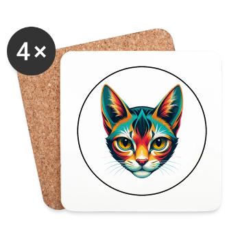 Pixie Bob Cat Breed Cartoon Kawaii Animal Pet - Coasters (set of 4) - white - Front