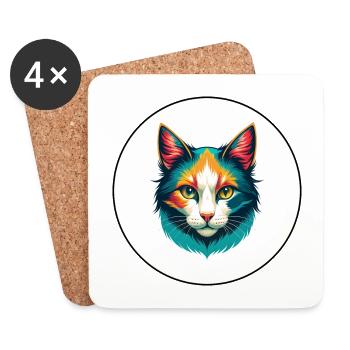 Turc Van Chat Race Dessin Animé Kawaii Animal Pet - Dessous de verre (lot de 4) - blanc - Devant