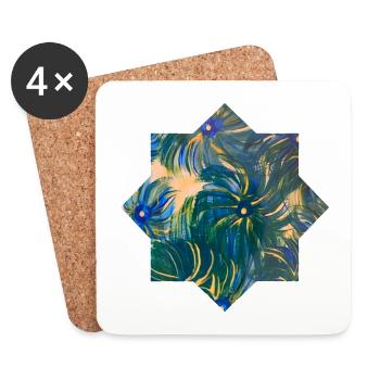 Star - hand-painted by Martina Eßer - Coasters (set of 4) - white - Front