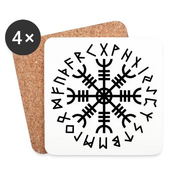 Organic Aegishjálmur: Viking Runes - Coasters (set of 4) - white - Front