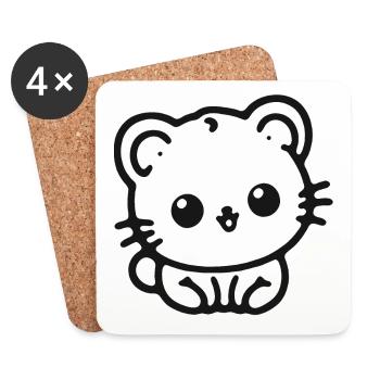 Kuschelpanda Kontur - Untersetzer (4er-Set) - Weiß - Vorne