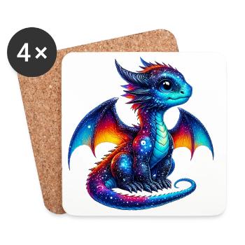Dragon - Dessous de verre (lot de 4) - blanc - Devant
