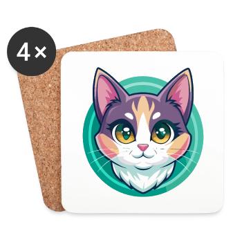 Verdünnte Kattunkatze Rasse Karikatur Kawaii Tier Haustier - Untersetzer (4er-Set) - Weiß - Vorne