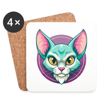 Havana Brown Chat Race Dessin Animé Kawaii Animal Pet - Dessous de verre (lot de 4) - blanc - Devant