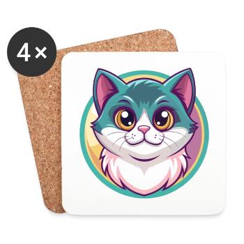 Munchkin Katze Rasse Karikatur Kawaii Tier Haustier - Untersetzer (4er-Set) - Weiß - Vorne