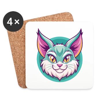 Pixie Bob Cat Breed Cartoon Kawaii Animal Pet - Coasters (set of 4) - white - Front