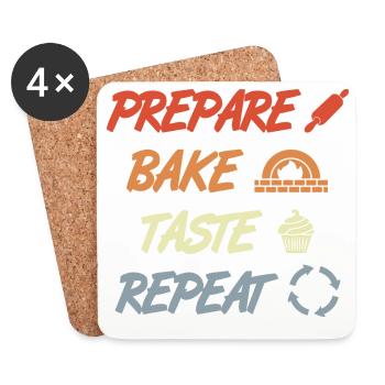 Prepare Bake Taste Repeat - Coasters (set of 4) - white - Front
