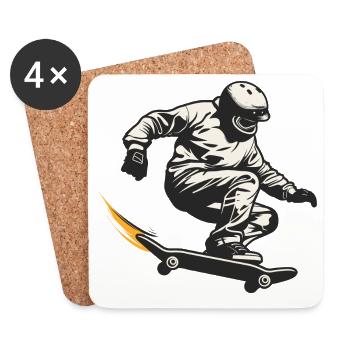 Skateboarder - Untersetzer (4er-Set) - Weiß - Vorne