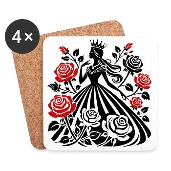 Queen with roses : Your elegance in full bloom - Coasters (set of 4) - white - Front