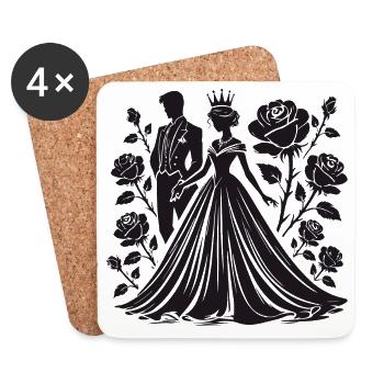Couple romantique : le pouvoir de l’amour et de la connexion - Dessous de verre (lot de 4) - blanc - Devant