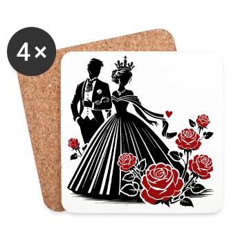 Couple romantique : le pouvoir de l’amour et de la connexion - Dessous de verre (lot de 4) - blanc - Devant