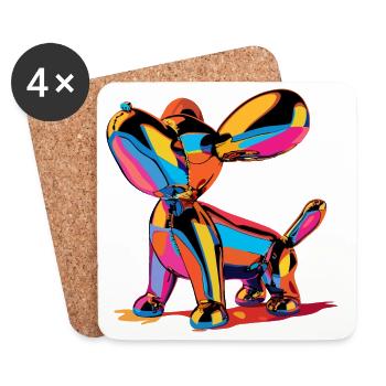 Colorful Pop-Art Balloon Dog - Untersetzer (4er-Set) - Weiß - Vorne