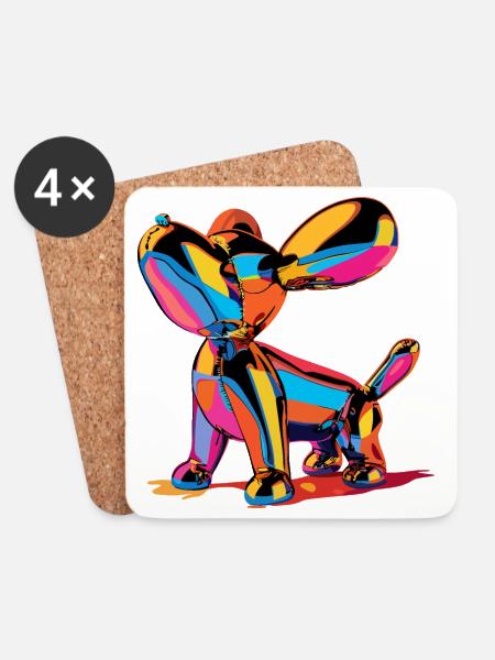 Colorful Pop-Art Balloon Dog - Untersetzer (4er-Set) - Weiß