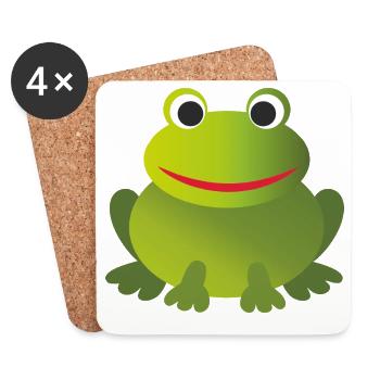 Funny Green Frog - Customizable - Coasters (set of 4) - white - Front