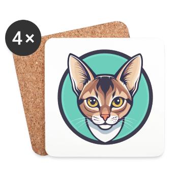 Abessinische Katzenrasse Karikatur Kawaii Tier Haustier - Untersetzer (4er-Set) - Weiß - Vorne