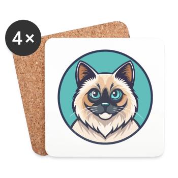 Birma Katze Rasse Karikatur Kawaii Tier Haustier - Untersetzer (4er-Set) - Weiß - Vorne