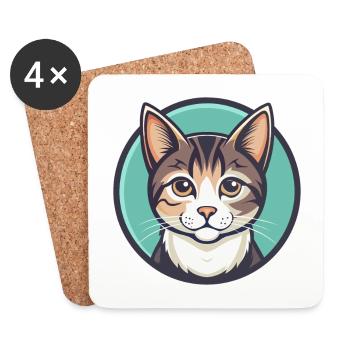 Domestic Cat Breed Cartoon Kawaii Animal Pet - Coasters (set of 4) - white - Front