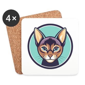 Havana Brown Chat Race Dessin Animé Kawaii Animal Pet - Dessous de verre (lot de 4) - blanc - Devant