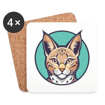 Chat pailleté de Californie Race Dessin animé Kawaii Pet - Dessous de verre (lot de 4) - blanc - Devant