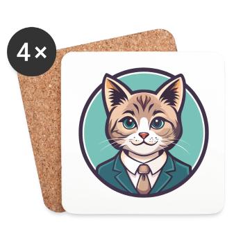 Chantilly Tiffany Cat Breed Cartoon Kawaii Animal - Coasters (set of 4) - white - Front