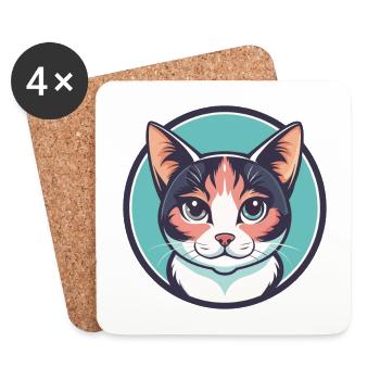 Verdünnte Kattunkatze Rasse Karikatur Kawaii Tier Haustier - Untersetzer (4er-Set) - Weiß - Vorne