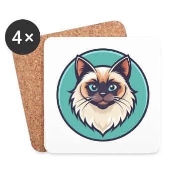 Himalayan Cat Breed Cartoon Kawaii Animal Pet - Coasters (set of 4) - white - Front