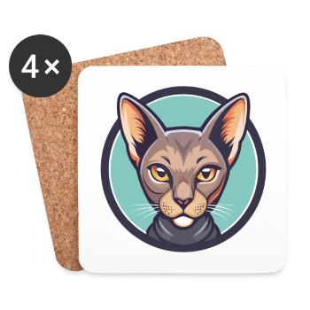 Korat Cat Breed Cartoon Kawaii Animal Pet - Coasters (set of 4) - white - Front