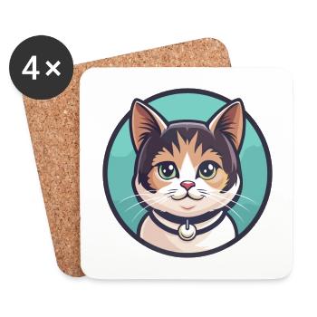 Munchkin Katze Rasse Karikatur Kawaii Tier Haustier - Untersetzer (4er-Set) - Weiß - Vorne