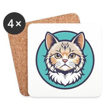 Selkirk Rex Katzenrasse Cartoon Kawaii Tier Haustier - Untersetzer (4er-Set) - Weiß - Vorne