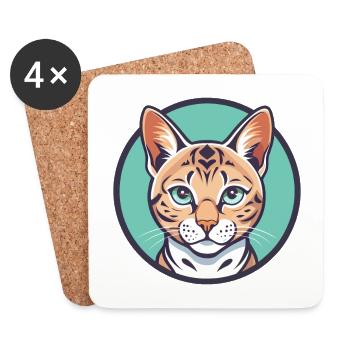 Schnee Bengal Katze Rasse Karikatur Kawaii Tier Haustier - Untersetzer (4er-Set) - Weiß - Vorne