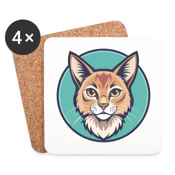 Chat Somali Race Dessin animé Kawaii Animal Pet - Dessous de verre (lot de 4) - blanc - Devant