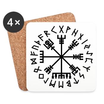 Organic Vegvísir: Viking Compass - Coasters (set of 4) - white - Front