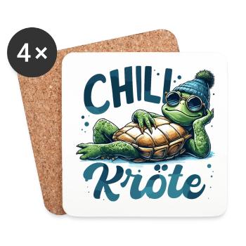 Chillige Kröte Schildkröte cool chillen Geschenk - Untersetzer (4er-Set) - Weiß - Vorne