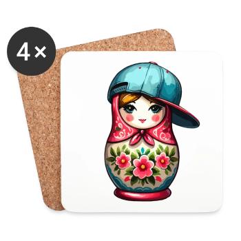 Matriochka Cool Cap Cadeau - Dessous de verre (lot de 4) - blanc - Devant