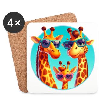 Coole Giraffen Familie mit Sonnenbrille - Untersetzer (4er-Set) - Weiß - Vorne