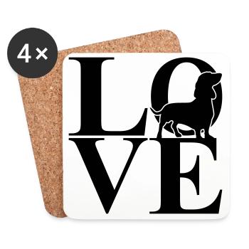 Teckel Love Dog Motif - Dessous de verre (lot de 4) - blanc - Devant