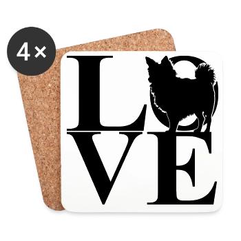 Chihuahua Love Dog Motif - Dessous de verre (lot de 4) - blanc - Devant