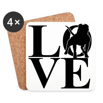 American Bulldog Love Dog Motif - Coasters (set of 4) - white - Front