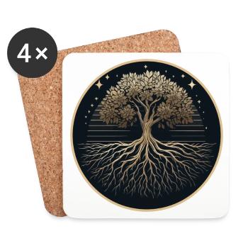 Tree Silhouette Roots - Coasters (set of 4) - white - Front