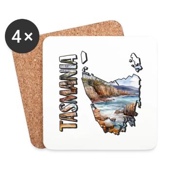 Watercolor Map Tasmania - Coasters (set of 4) - white - Front