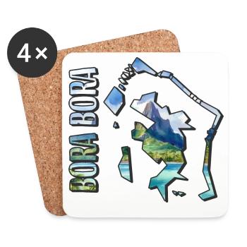 Carte à l’aquarelle Bora Bora - Dessous de verre (lot de 4) - blanc - Devant