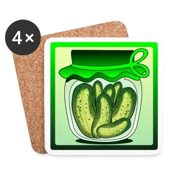 CORNICHONS, CORNICHONS, SALADE DE CONCOMBRE, CONCOMBRE - Dessous de verre (lot de 4) - blanc - Devant