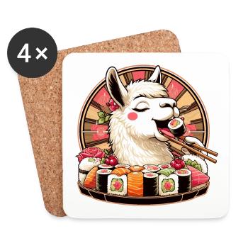 Sushi Lama Maki Geschenk - Untersetzer (4er-Set) - Weiß - Vorne