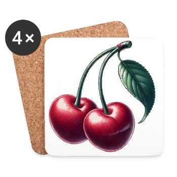 Cherries in the shape of a heart: love in perfect form - Coasters (set of 4) - white - Front