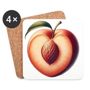 Peach in the shape of a heart: beauty of the fruit - Coasters (set of 4) - white - Front
